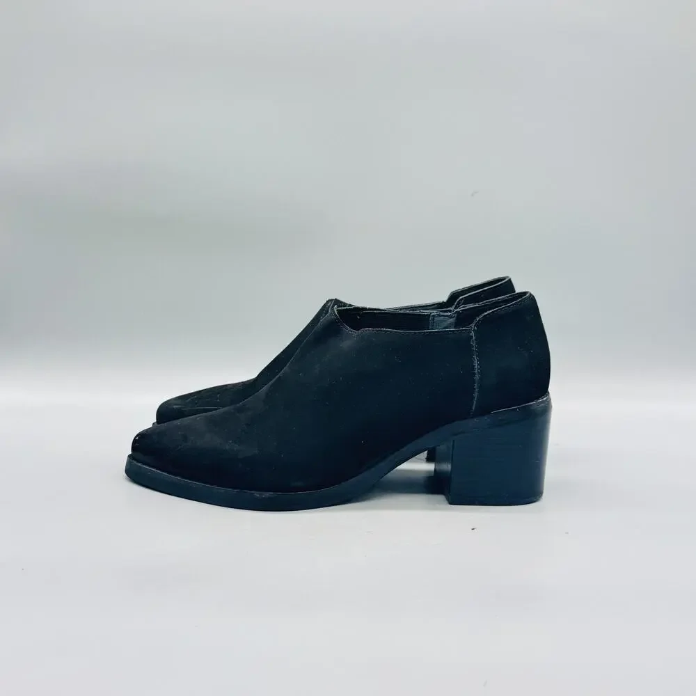 Jeffrey Campbell Boots Womens 7.5 Black Suede Ankle Block Heel Booties Shoes